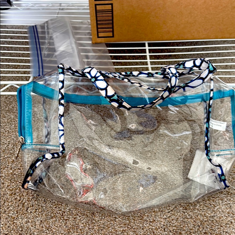Clear Tote Bag with Blue Accents